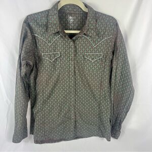 Women's Western Green & Brown Button Down Shirt
